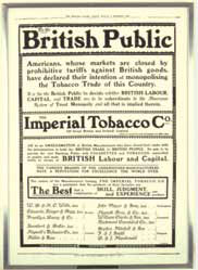 Anuncio de la constitución de la Imperial Tobacco Company en 1901.